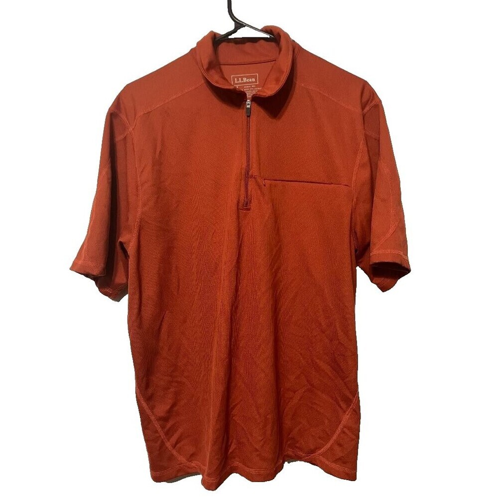 LL Bean Mens Large Quarter Zip Pullover Burnt Orange Chest‎ Zip Pocket Soft